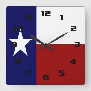 Patriotic and Vibrant Texas Flag Quadratische Wanduhr