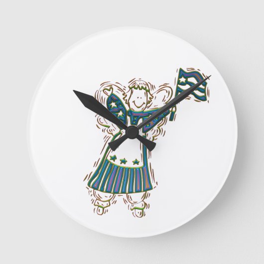 Patriotic Angel Runde Wanduhr (Vorderseite)