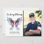 Patriotic Angel Wings Foto Militärische Beerdigung Dankeskarte (Vorderseite)