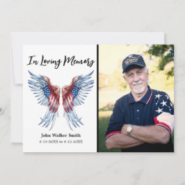 Patriotic Angel Wings Foto Militärische Beerdigung Dankeskarte