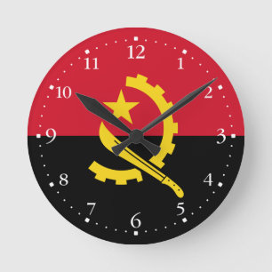 Patriotic Angolan Flag Runde Wanduhr
