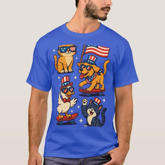 Patriotic Animals 'Merica - Funny 4th of July Pet T-Shirt (Vorderseite)