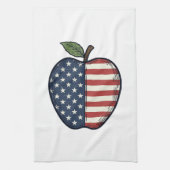 Patriotic Apple Vintage Engraving Vector Design_1 Geschirrtuch (Vertikal)