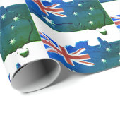 Patriotic AUSTRALIA FLAG Australian Map Blue Green Geschenkpapier (Rolleneckpunkt)