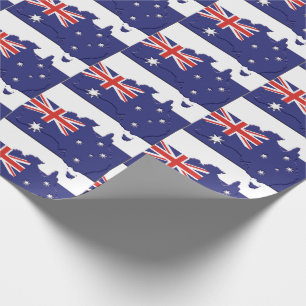 Patriotic AUSTRALIA FLAG Australian Map Kontur Geschenkpapier
