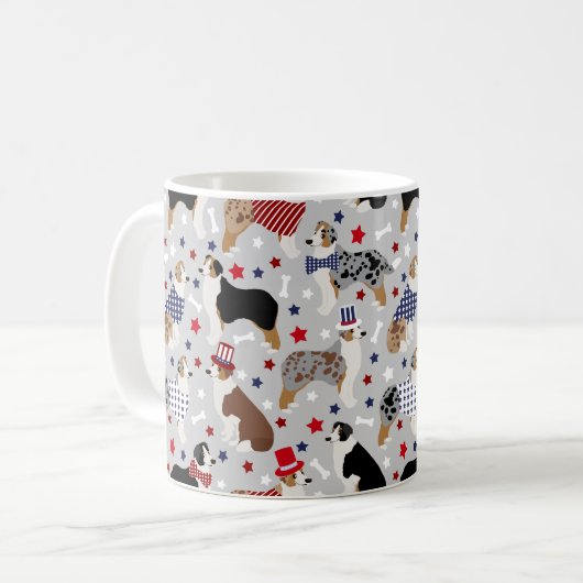 Patriotic Australian Shepherd/Aussie Dog Kaffeetasse (Vorderseite Links)