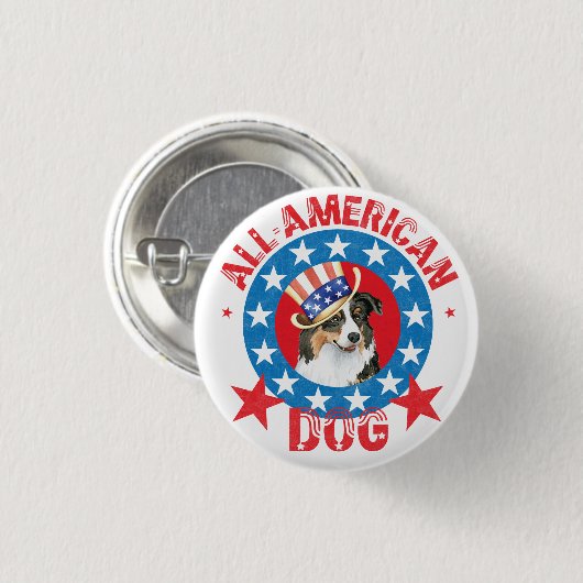 Patriotic Australian Shepherd Button (Vorne & Hinten)