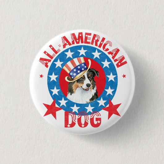 Patriotic Australian Shepherd Button (Vorderseite)