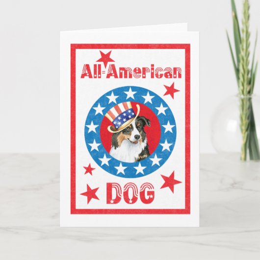 Patriotic Australian Shepherd Karte (Vorderseite)