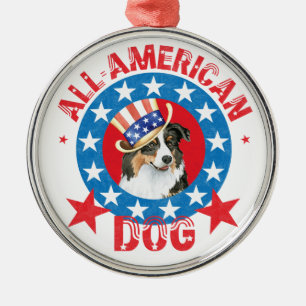 Patriotic Australian Shepherd Ornament Aus Metall