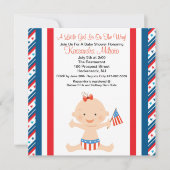 Patriotic Baby Girl Wave Flag Babydusche Einladung (Vorderseite)