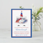 Patriotic Baby Shower Unicorn Red White Blue Baby Einladung (Stehend Vorderseite)