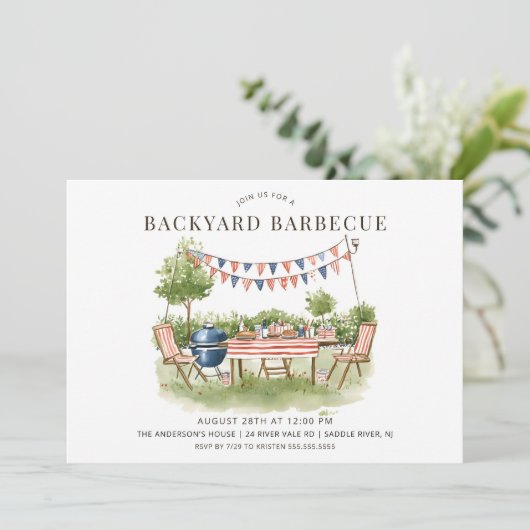 Patriotic Backyard Barbecue Einladung (Stehend Vorderseite)