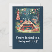 Patriotic Backyard BBQ Scene – 4th of July Cookout Einladung (Vorderseite)
