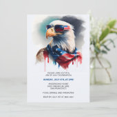 Patriotic Bald Adler 4. Juli Einladungen (Stehend Vorderseite)