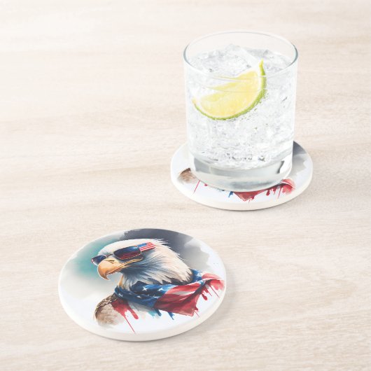 Patriotic Bald Adler 4. Juli Getränkeuntersetzer (Seite)