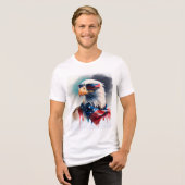 Patriotic Bald Adler 4. Juli Tri-Blend Shirt (Vorderseite voll)