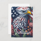 Patriotic Bald Eagle 4. Juli Party Einladung (Vorne/Hinten)