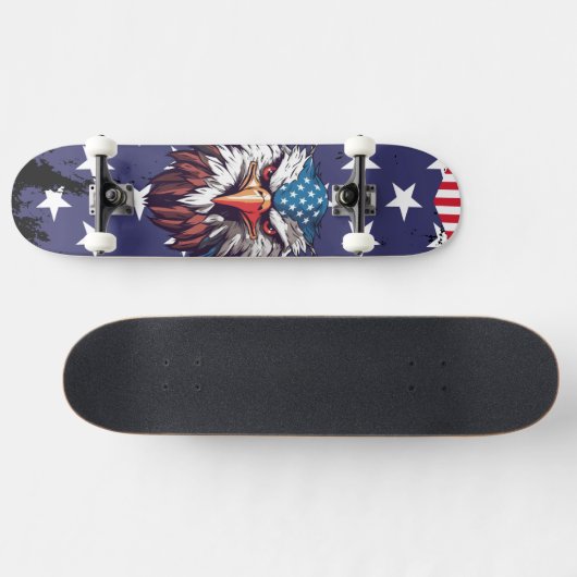 Patriotic Bald Eagle American Flag Custom Complete Skateboard (Horizontal)