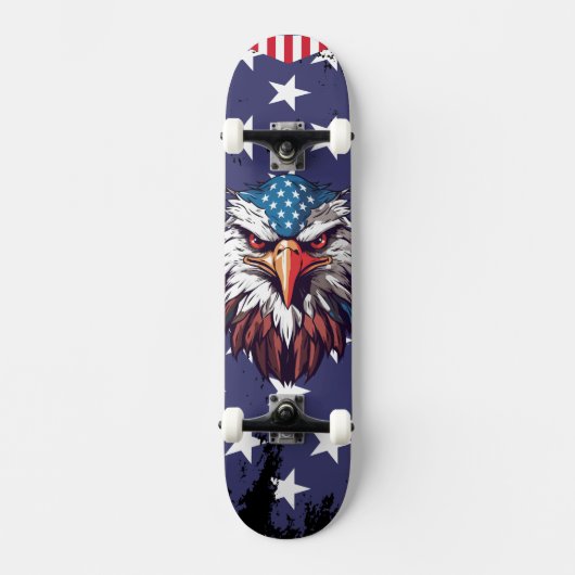 Patriotic Bald Eagle American Flag Custom Complete Skateboard (Vorderseite)