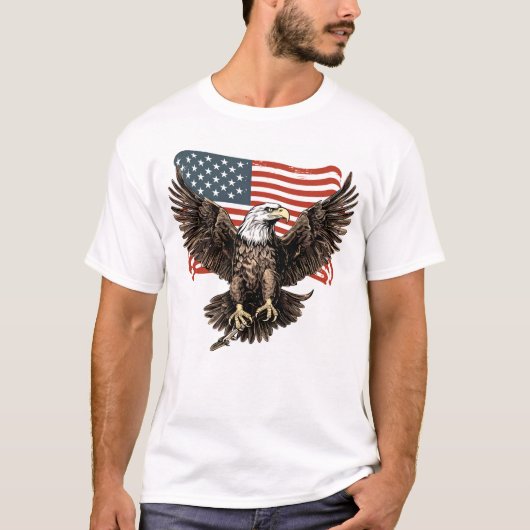 Patriotic Bald Eagle American Flag Farben T-Shirt (Vorderseite)