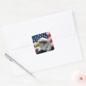 Patriotic Bald Eagle American Flag Mit Monogramm Quadratischer Aufkleber (Umschlag)