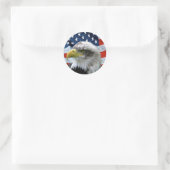 Patriotic Bald Eagle American Flag Runder Aufkleber (Tasche)
