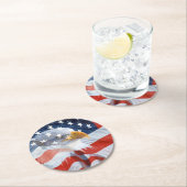Patriotic Bald Eagle American Flag Runder Pappuntersetzer (Vor Ort)