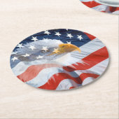 Patriotic Bald Eagle American Flag Runder Pappuntersetzer (Angewinkelt)