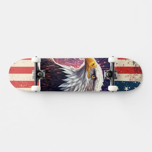 Patriotic Bald Eagle American Flag Skateboard Deck (Horizontal)