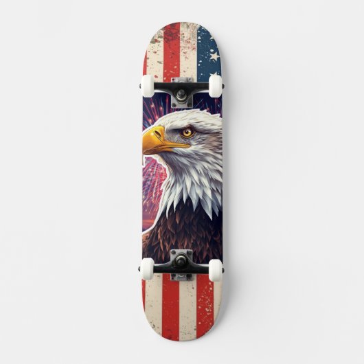 Patriotic Bald Eagle American Flag Skateboard Deck (Vorderseite)