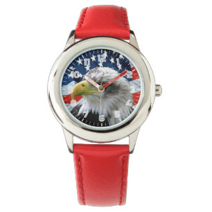 Patriotic Bald Eagle American Flag Watch Armbanduhr