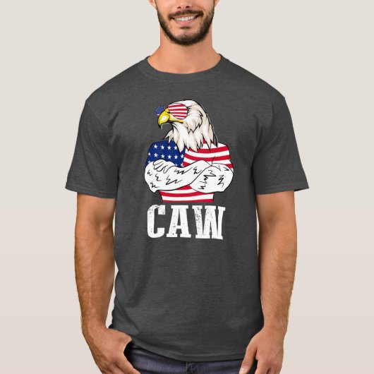 Patriotic Bald Eagle Caw 4. Juli Amerikaner T-Shirt (Vorderseite)