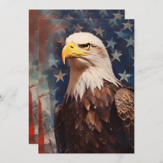 Patriotic Bald Eagle Feiertagskarte (Vorne/Hinten)