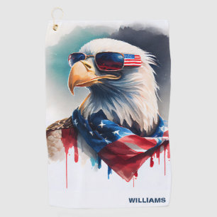 Patriotic Bald Eagle Golfhandtuch
