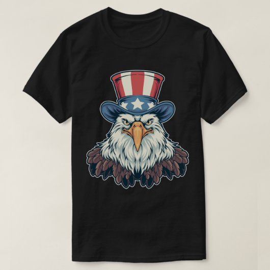 Patriotic Bald Eagle in Uncle Sam Hat T-Shirt (Design vorne)