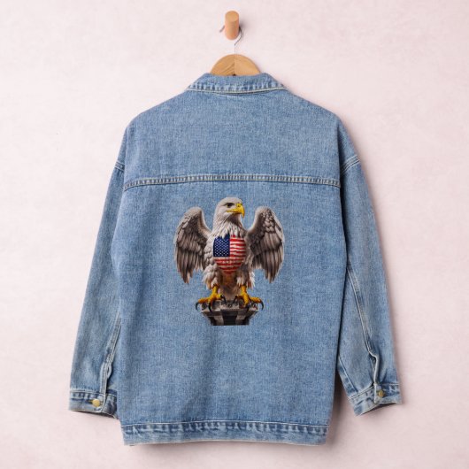 Patriotic Bald Eagle mit amerikanischem FlaggenEmb Jeansjacke (Hangar)