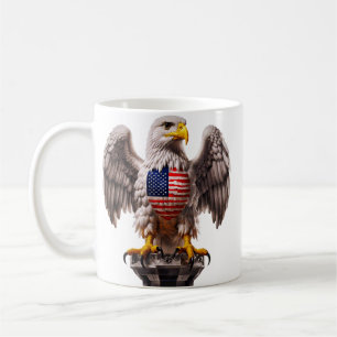 Patriotic Bald Eagle mit amerikanischem FlaggenEmb Kaffeetasse