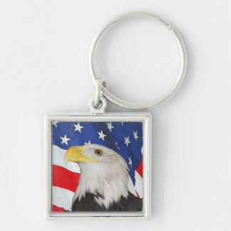 Patriotic Bald Eagle mit amerikanischem Flaggenhin Schlüsselanhänger