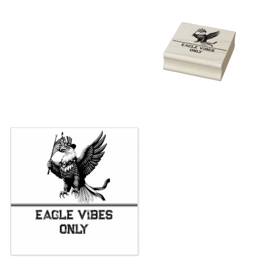 Patriotic Bald Eagle mit amerikanischer Flagge - 4 Gummistempel (Stempel)