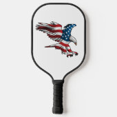 Patriotic Bald Eagle mit amerikanischer Flagge Pickleball Schläger (Rückseite)