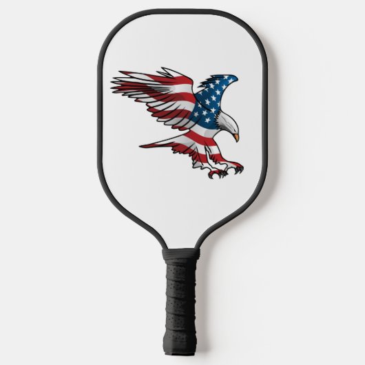Patriotic Bald Eagle mit amerikanischer Flagge Pickleball Schläger (Rückseite)