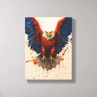 Patriotic Bald Eagle mit Red Blue Spritzer Art Leinwanddruck