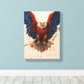 Patriotic Bald Eagle mit Red Blue Spritzer Art Leinwanddruck (Insitu (Holzboden))