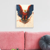 Patriotic Bald Eagle mit Red Blue Spritzer Art Leinwanddruck (Insitu (Wohnzimmer))