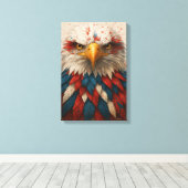 Patriotic Bald Eagle mit Red White Blue Feathers Leinwanddruck (Insitu (Holzboden))