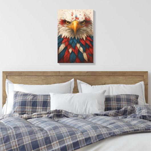 Patriotic Bald Eagle mit Red White Blue Feathers Leinwanddruck (Insitu (Schlafzimmer))