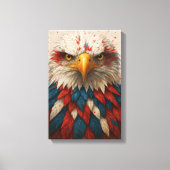 Patriotic Bald Eagle mit Red White Blue Feathers Leinwanddruck (Vorderseite)