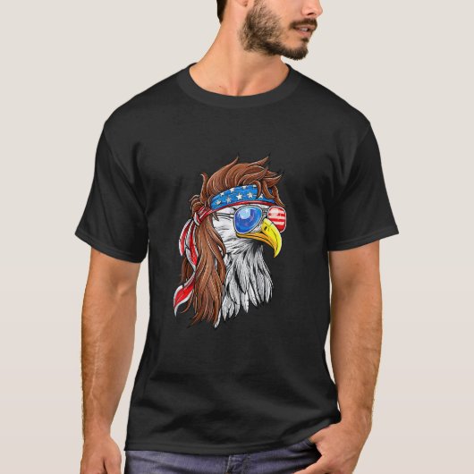 Patriotic Bald Eagle Mullet Usa American Flag 4. T-Shirt (Vorderseite)