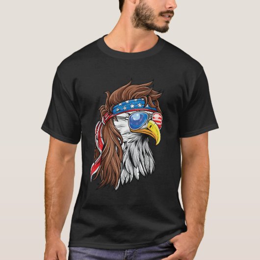 Patriotic Bald Eagle Mullet USA Flag 4. T-Shirt (Vorderseite)